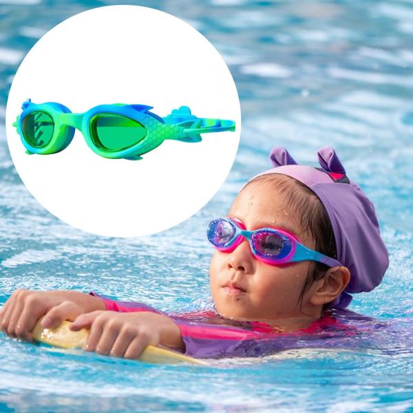 プールゴーグル 調節可能なノーズブリッジ 水泳用メガネ 男の子 女の子 子供用 3〜12歳 グリーン