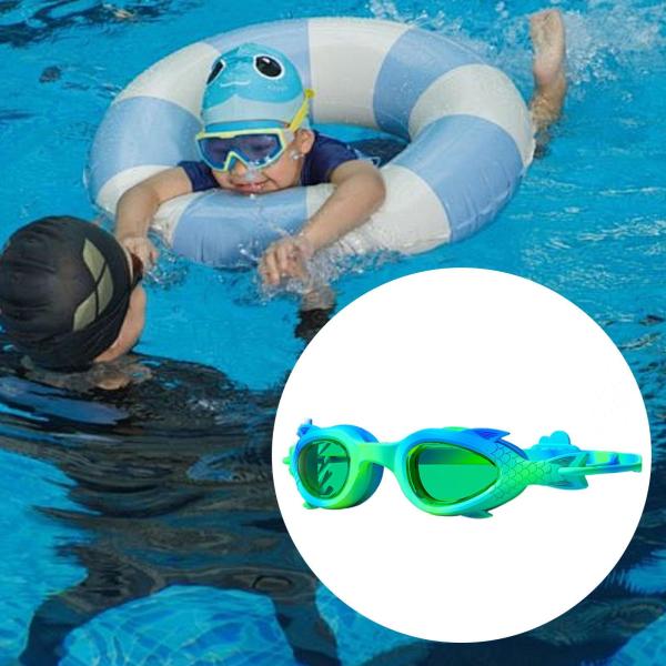 プールゴーグル 調節可能なノーズブリッジ 水泳用メガネ 男の子 女の子 子供用 3〜12歳 グリーン