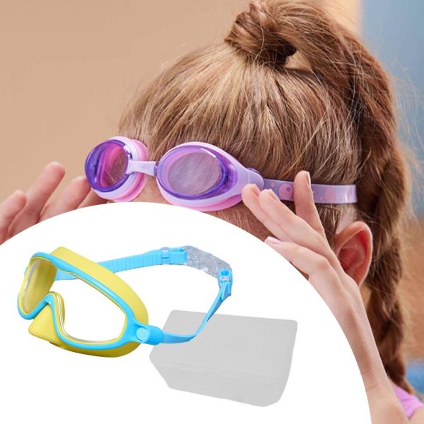 子供用水泳ゴーグル 快適でスタイリッシュな水泳用メガネ シュノーケリング ダイビング用 イエロー ブルー