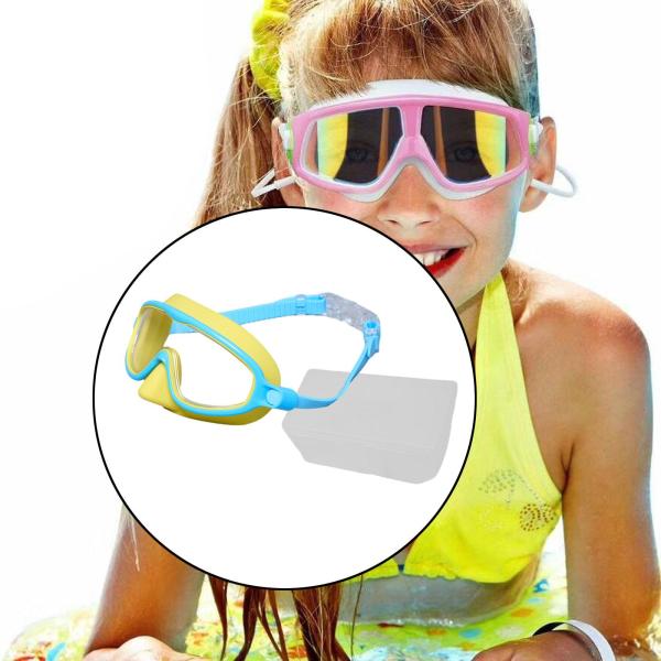 子供用水泳ゴーグル 快適でスタイリッシュな水泳用メガネ シュノーケリング ダイビング用 イエロー ブルー