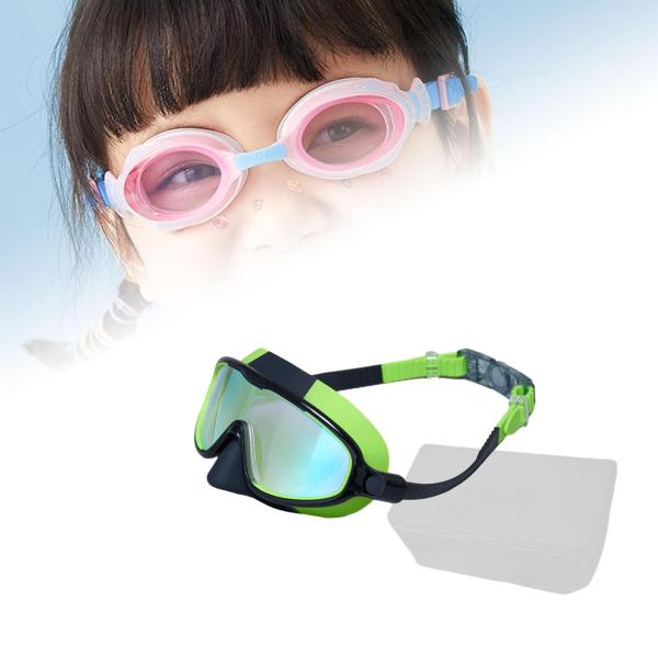 子供用水泳ゴーグル 快適でスタイリッシュな水泳用メガネ シュノーケリング ダイビング用 グリーン ブラック