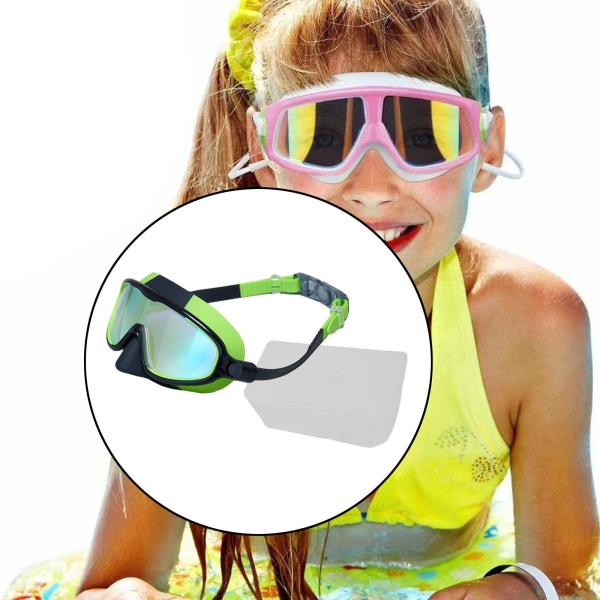 子供用水泳ゴーグル 快適でスタイリッシュな水泳用メガネ シュノーケリング ダイビング用 グリーン ブラック