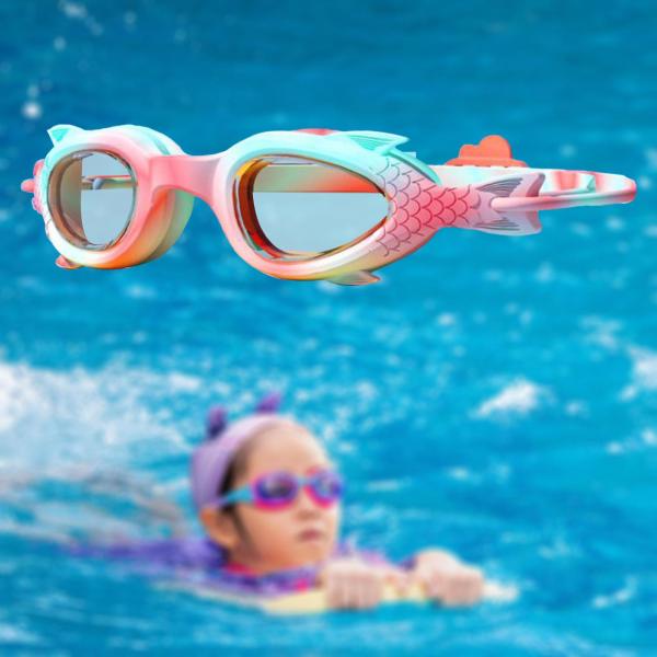 子供用水泳ゴーグル 水泳用アイウェア 曇り止め ダイビング 漫画競技プールグラス 3〜14歳の子供ゴーグル
