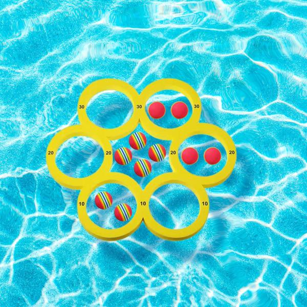 プールトスゲーム 軽量フォームフロートリング パーティー 夏の楽しいウォータースポーツ用 ボール10個