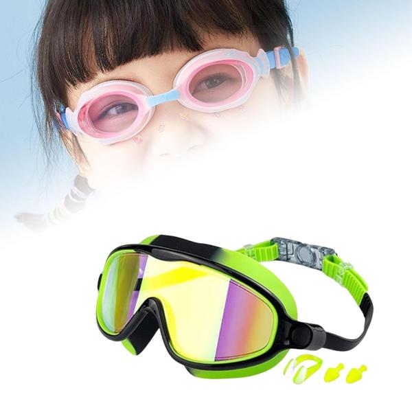 子供用水泳ゴーグル  水泳用メガネ 男の子 女の子 ビーチ ウォータースポーツ グリーン ブラック