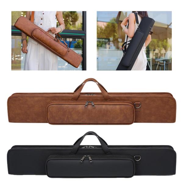 ビリヤードプールキューケース ポータブル 1/2キューケース 耐摩耗性プールキューポーチ ブラウン