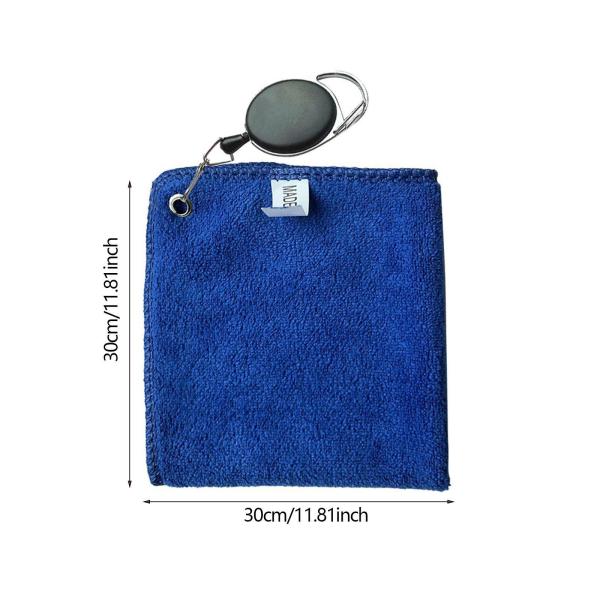 クリップ付きゴルフボールタオル ポータブルスクエア 伸縮式クリップ ゴルフボールクリーナー ブルー