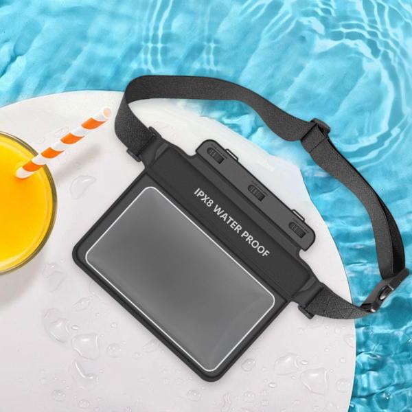 防水携帯電話ウエストパック ユニバーサルフィット ダイバーズ 携帯電話 マネーポーチ カヌー用 ブラック