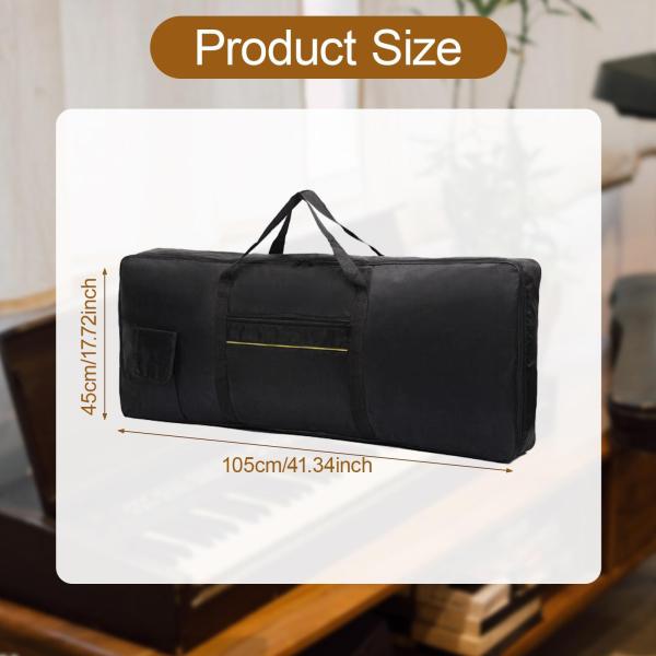 61鍵キーボードギグバッグ エレキピアノケース オーディオケーブル・ペダル収納可能 屋外用 イエローストリップ付き