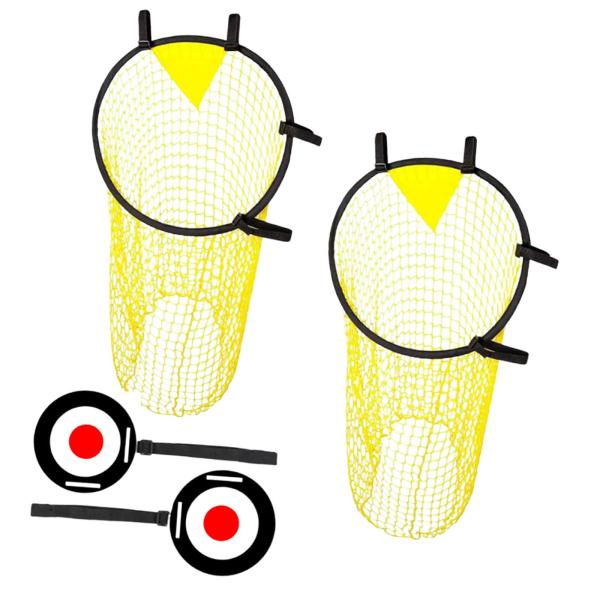 4 個セット 子供用サッカーゴールターゲット&トレーニングネット 折りたたみ式 素早いセットアップ 軽量 ソロまたはチーム練習用 ポータブル