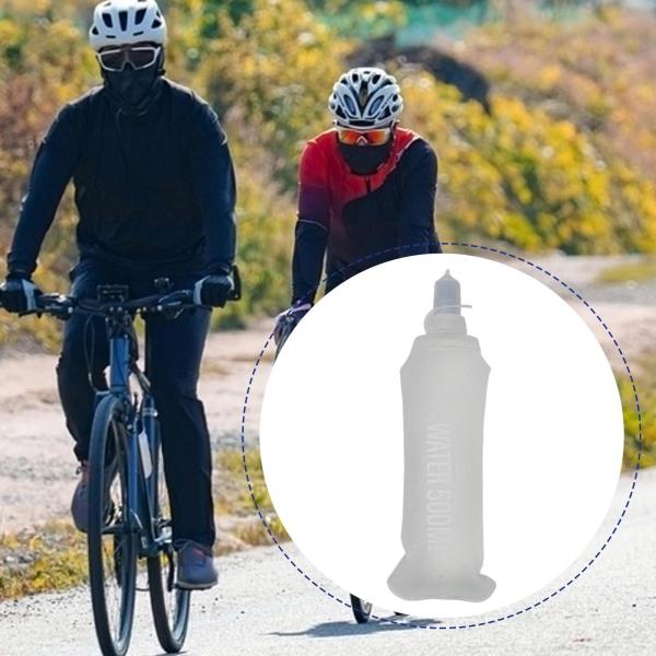 ノズル付きソフトフラスク ソフトウォーターボトル アウトドアスポーツ ハイキング 旅行用 クリア 500ml