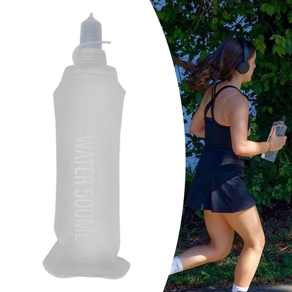 ノズル付きソフトフラスク ソフトウォーターボトル アウトドアスポーツ ハイキング 旅行用 クリア 500ml