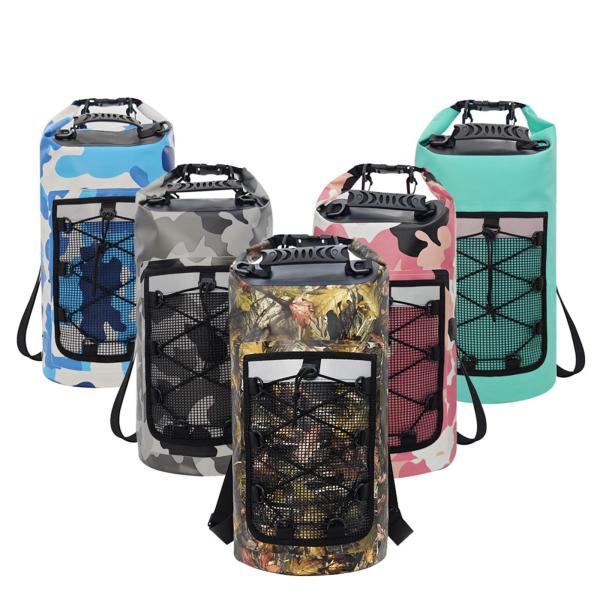 防水ドライバッグ 反射ストリップ付き ハイキング 旅行 キャンプ 多用途 グレー