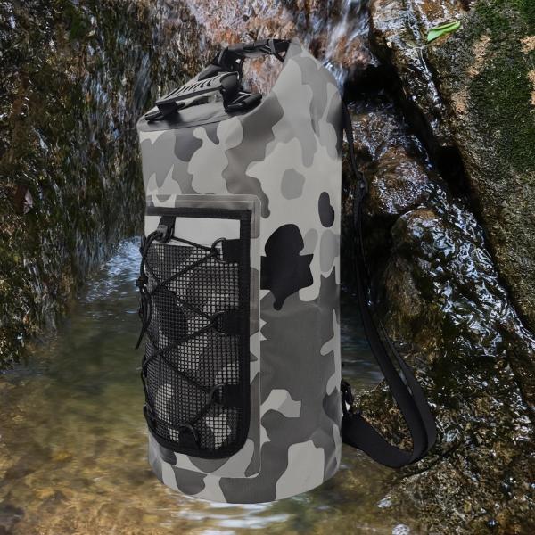 防水ドライバッグ 反射ストリップ付き ハイキング 旅行 キャンプ 多用途 グレー