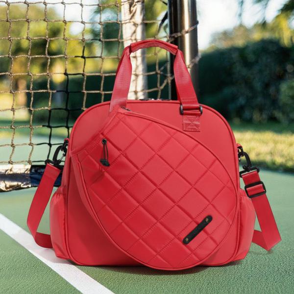 テニスバッグ ショルダーバッグ 多用途 アウトドア ピックルボールバッグ テニストート ハンドバッグ レッド