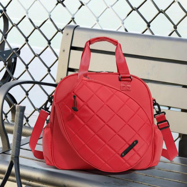 テニスバッグ ショルダーバッグ 多用途 アウトドア ピックルボールバッグ テニストート ハンドバッグ レッド