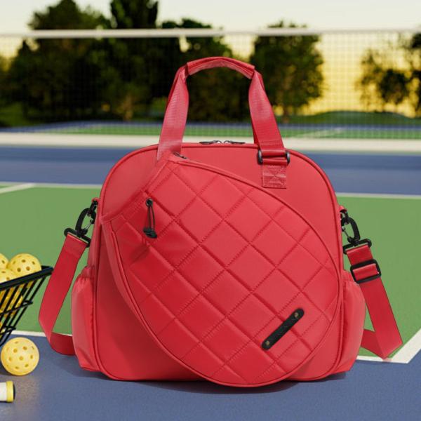 テニスバッグ ショルダーバッグ 多用途 アウトドア ピックルボールバッグ テニストート ハンドバッグ レッド