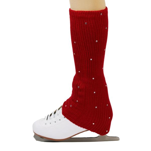 フィギュアスケート レッグウォーマー 装飾 寒い天候でのパーティートレーニングに最適 レッド