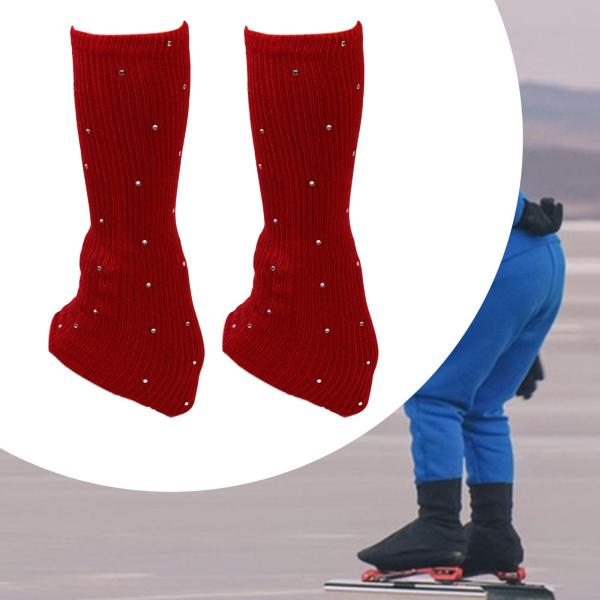 フィギュアスケート レッグウォーマー 装飾 寒い天候でのパーティートレーニングに最適 レッド