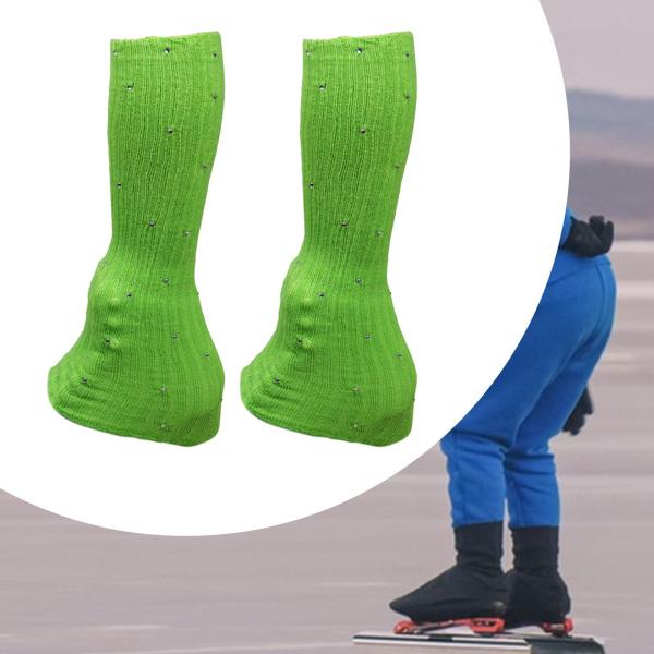 フィギュアスケート レッグウォーマー 装飾 寒い季節のパーティートレーニングに最適 グリーン