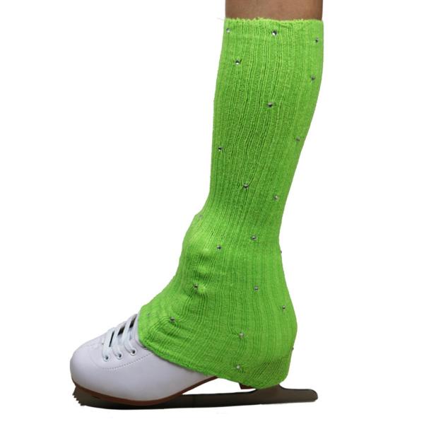 フィギュアスケート レッグウォーマー 装飾 寒い季節のパーティートレーニングに最適 グリーン