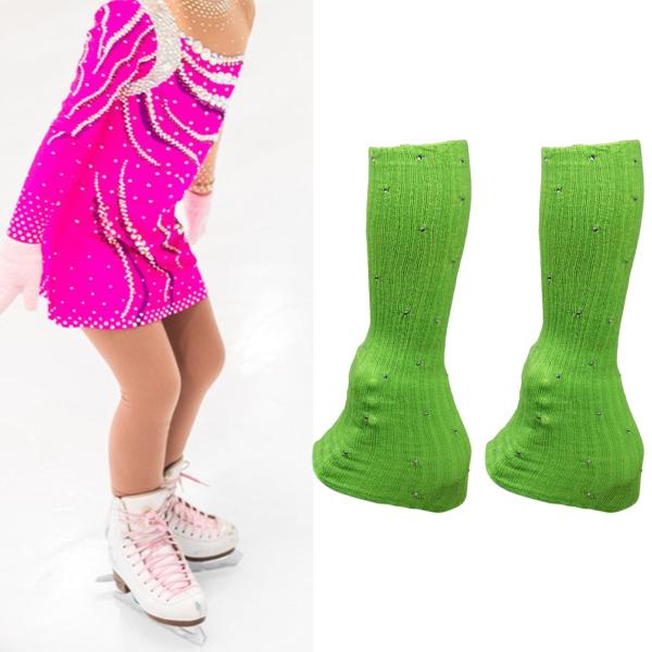フィギュアスケート レッグウォーマー 装飾 寒い季節のパーティートレーニングに最適 グリーン