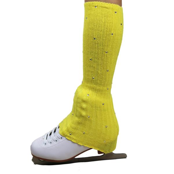 フィギュアスケート レッグウォーマー 装飾 寒い季節のパーティートレーニングに快適 イエロー