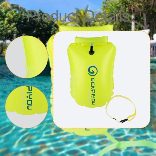 スイムブイ 調節可能 PVC 装備バッグ カヤック トライアスリート ウォータースポーツ用