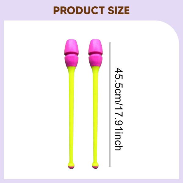 新体操クラブ ポータブル 45.5cm 2個セット フィットネス競技トレーニング用 ピンクヘッド イエローロッド