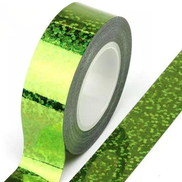 体操フープテープ 多用途 1.5 cm x 5 m 簡単に貼れる厚手ラッピングテープ グリーン