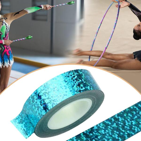 体操フープテープ 多用途 1.5 cm x 5 m 簡単に貼れる厚手ラッピングテープ ライトブルー