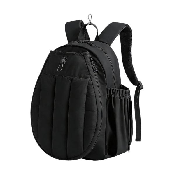 テニスラケットバッグ ポケット収納 防水キャリーバッグ ピックルボールバッグ ブラック