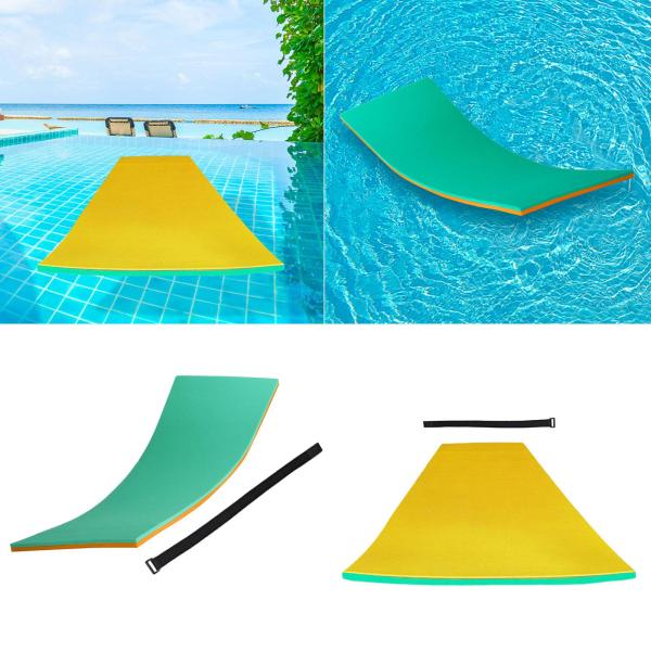 水上フロートマット ラフト 150cmx55cmx2.2cm フロートブランケット 湖での夏のリラックスに イエローグリーン