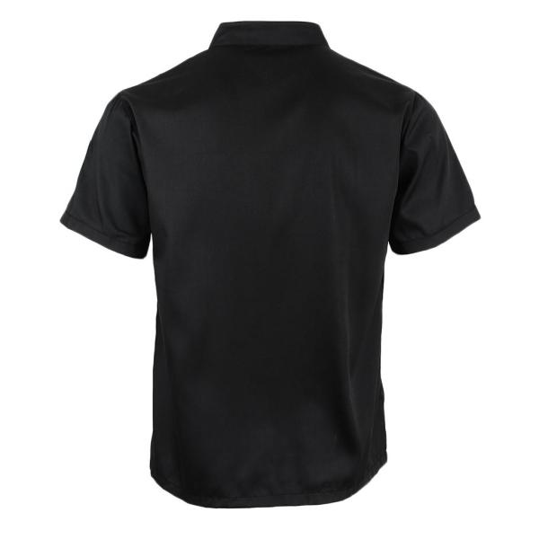ユニセックスシェフジャケットコート半袖シャツキッチン制服l黒