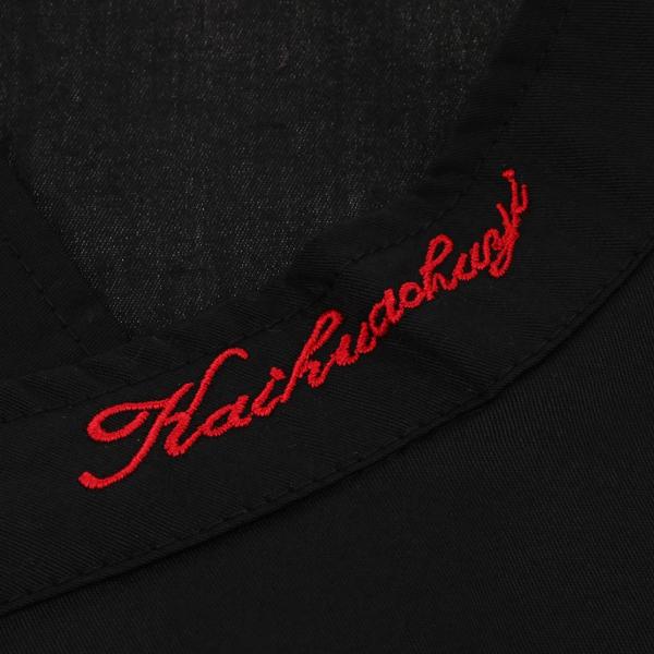 ユニセックスシェフジャケットコート半袖シャツキッチン制服l黒