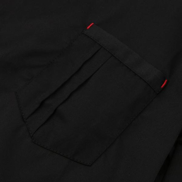 ユニセックスシェフジャケットコート半袖シャツキッチン制服l黒