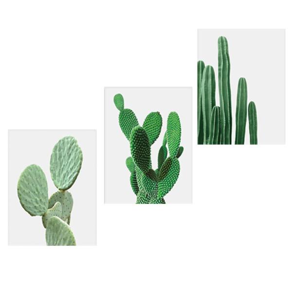 3ピースアートプリント壁の写真リビングルームの壁アートキャンバス絵画ポスタープリント北欧グリーンサボテン非フレーム