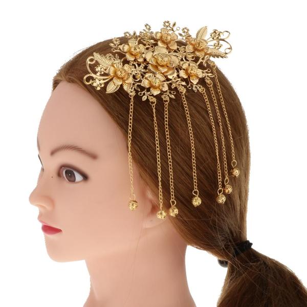 中国のcheongsamドレスブライダルウェディングクラウンヘアーヘッドアクセサリー15x7cm