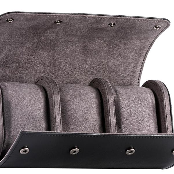 ネックレストリップブラック用3スロットウォッチロールトラベルケースPUクラシックオーガナイザー