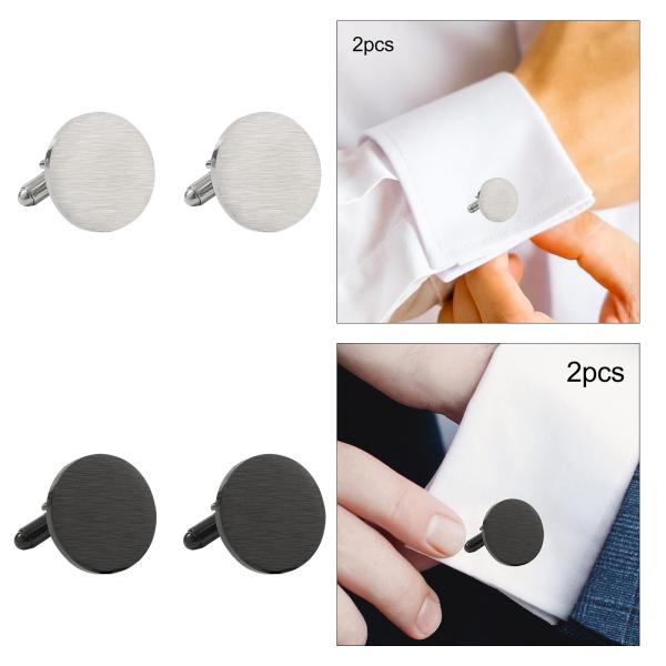 ドレスシャツ カフス ラウンド お父さん ギフト ジュエリー 2 個 カフス メンズ シルバー