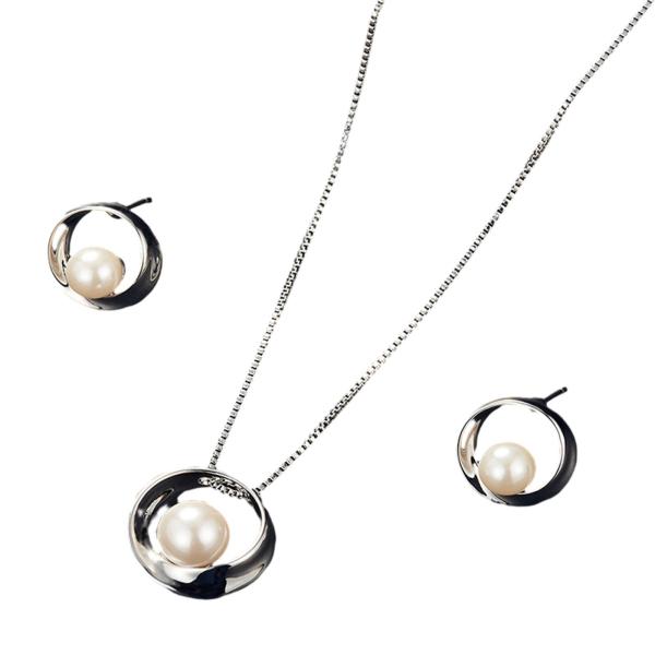 ウェディングジュエリーセット 合金 エレガント イミテーションパール イヤリング ネックレス ブライダルジュエリー 婚約 誕生日パーティー 結婚式 プ