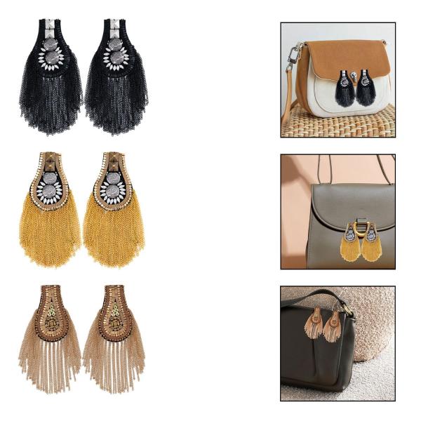 2pcs合金タッセルリンクチェーンエポレット装飾diy均一なフォーマルスーツコートブラック