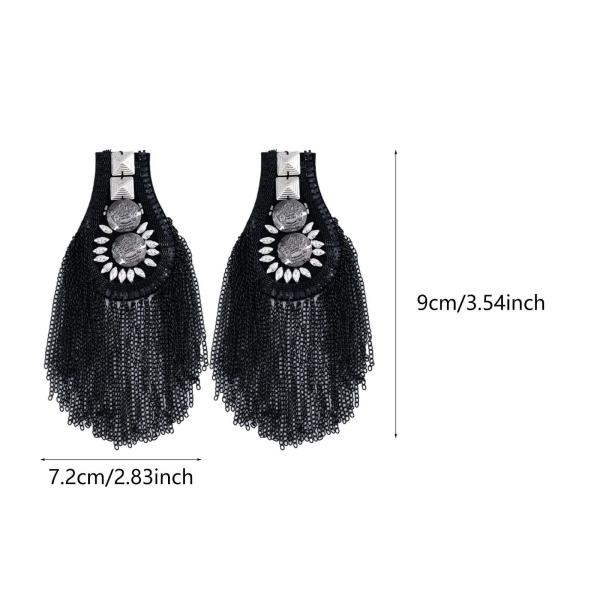 2pcs合金タッセルリンクチェーンエポレット装飾diy均一なフォーマルスーツコートブラック