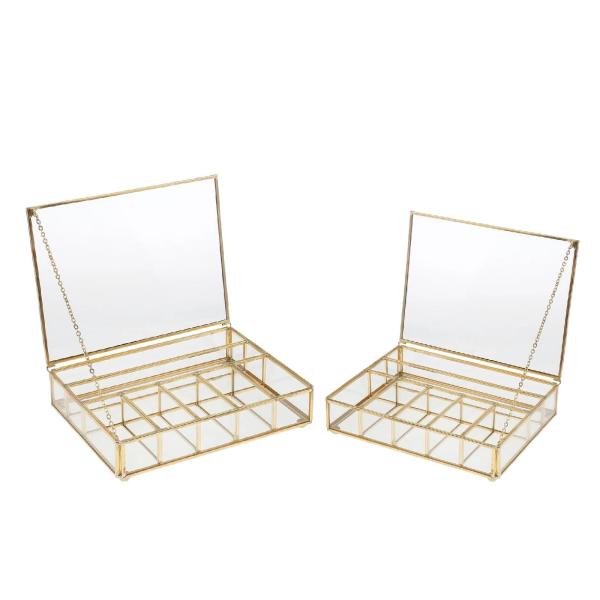 ガラス製ジュエリーボックス 装飾小物オーガナイザー 女性用 ネックレス ブレスレット用 大型