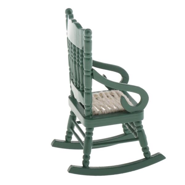 1/12スケール ロッキングチェア 木製 椅子 ミニチュア 人形家具 DIY デコレーション アボカドグリーン