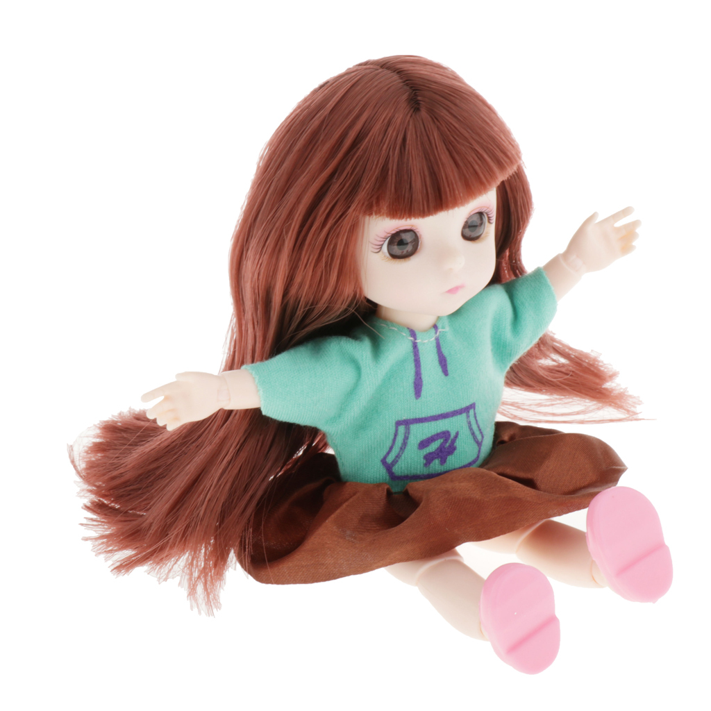 約16cm BJD人形 女の子 ワンピース ロングヘア プリンセス ガール