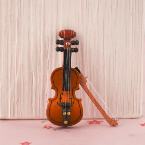 1/12スケール木製バイオリン楽器ドールハウスミニチュアモデル
