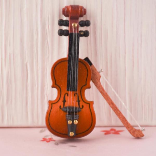 1/12スケール木製バイオリン楽器ドールハウスミニチュアモデル