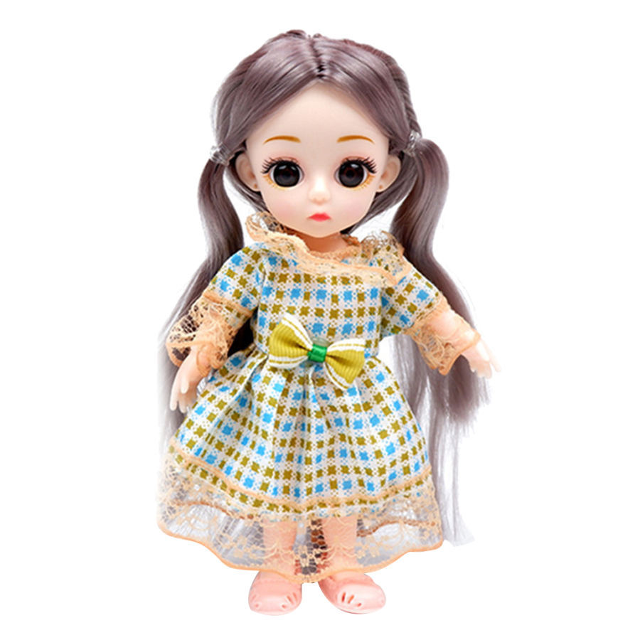 人形セット ミニドール BJD 人形 女の子 洋服セット 可動ジョイント かわいい 約16cm 全6選択