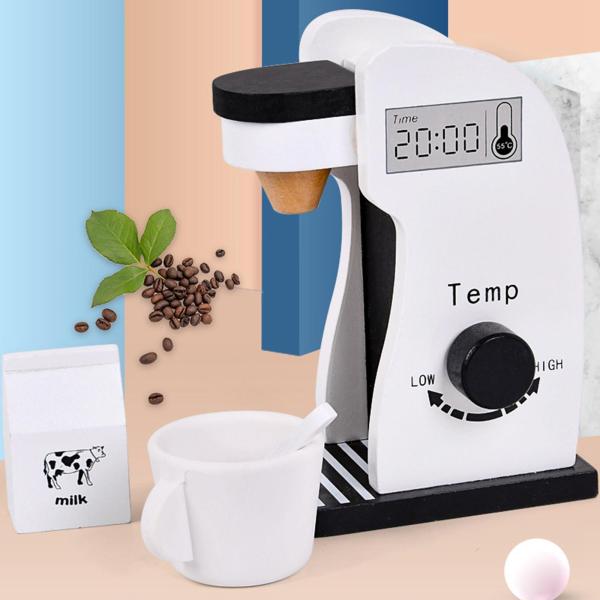 コーヒーメーカーセット木製ホワイトコーヒーメーカープレイセットふり遊び幼児のおもちゃ